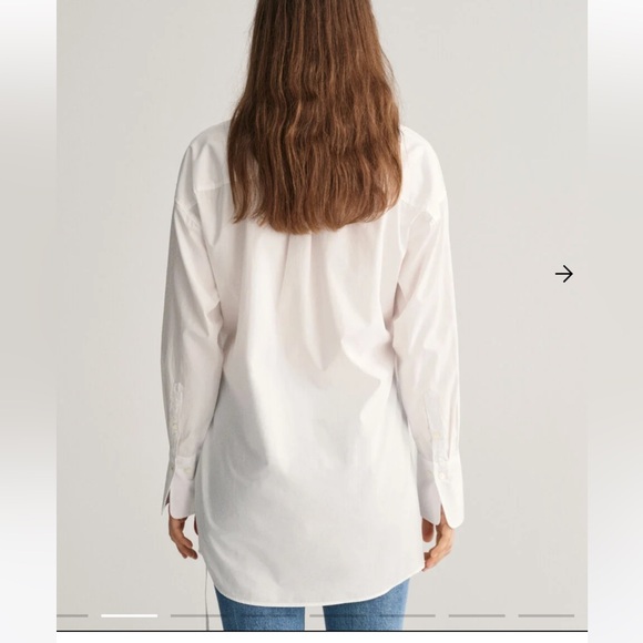 Gant Blue Oversized Asymmetrical Wrap Button Down Shirt - Picture 2 of 14